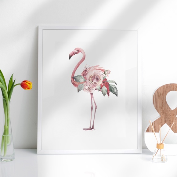 Watercolor Tropical Flamingo Wall Art Poster Print UNFRAMED - Picture 6 of 17